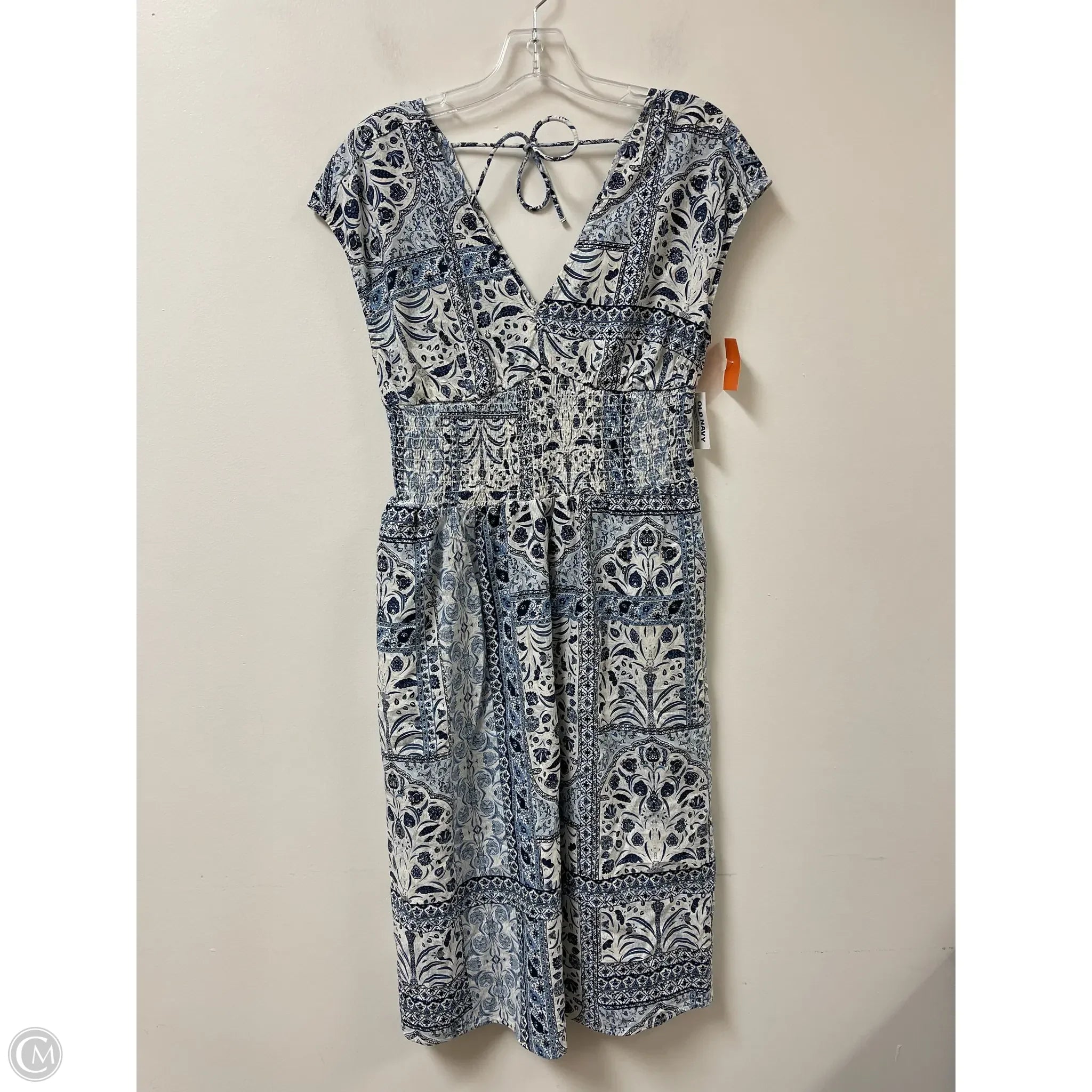 Dress Casual Midi By Old Navy In Blue & White, Size: Sp Cowl Neckline Elegant