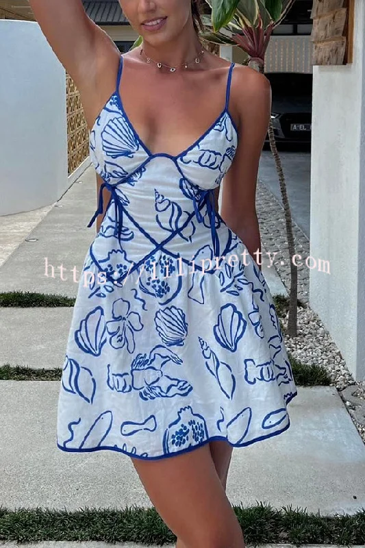 Summer Beach Graphic Print Backless Strappy Mini Dress Comfortable Off-Shoulder Mini Dress Summer Beach Graphic Print Backless Strappy Mini Dress Comfortable Off-Shoulder Mini Dress