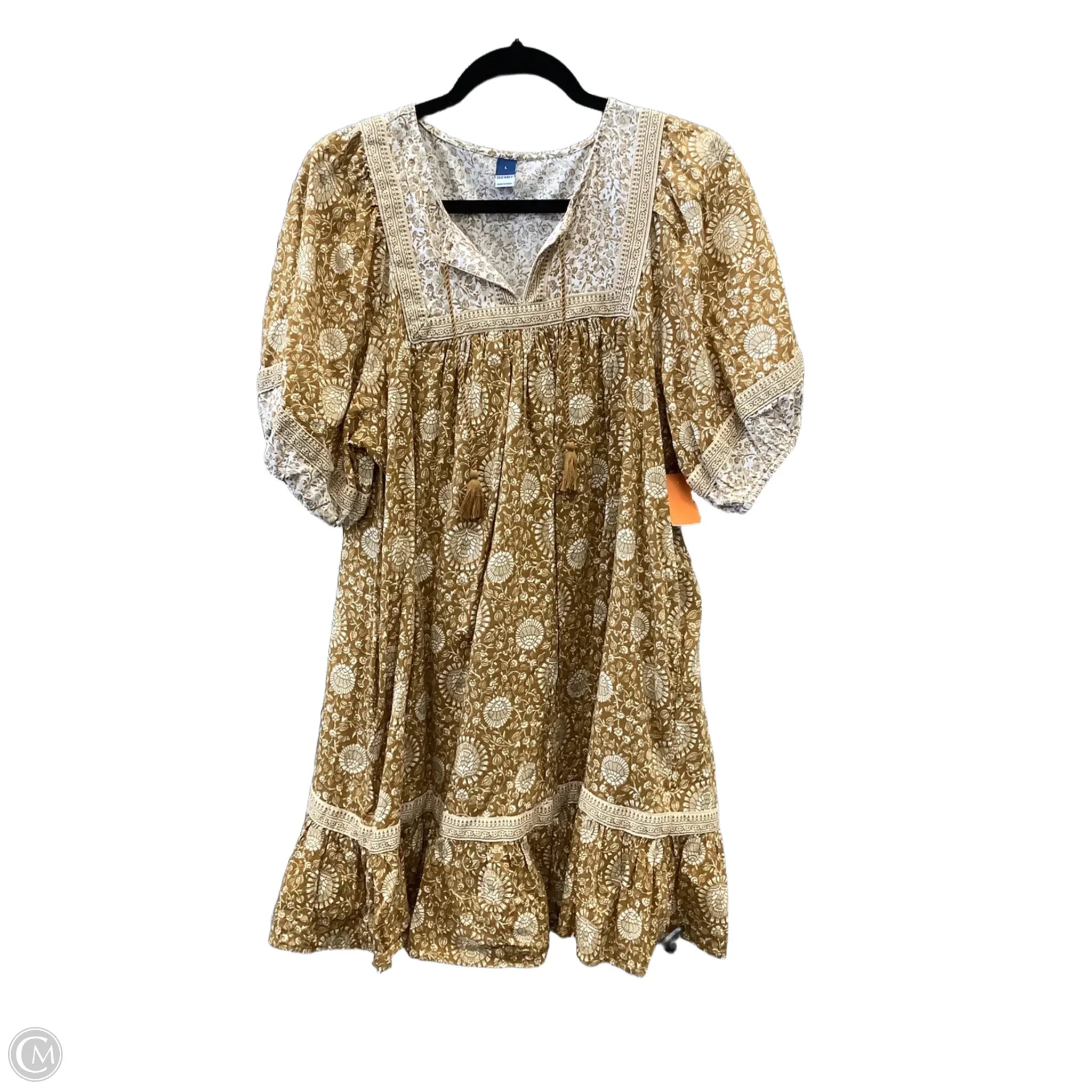 Dress Casual Short By Old Navy In Yellow, Size: L Tunics Polka dots