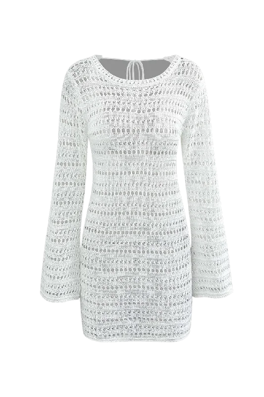 A&A Vintage Crochet Summer Cover-Up Mini Dress Trendy A-Line Mini Dress