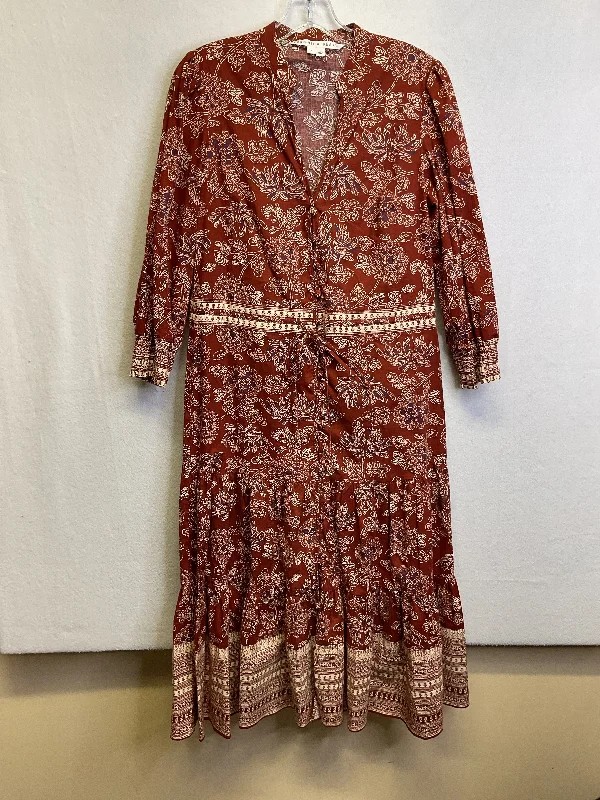Dress Casual Maxi By Veronica Beard In Cream & Red, Size:4 Bodycon Club Sequined