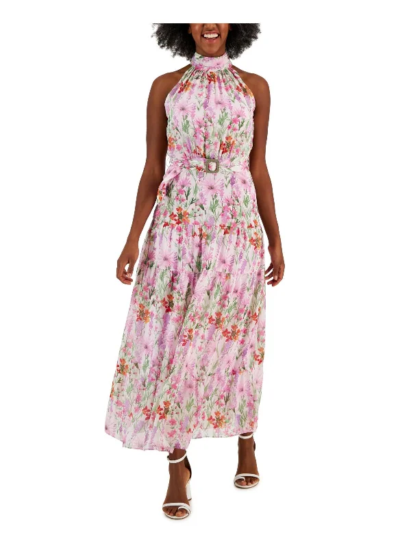 Womens Wedding Guest Tea-Length Halter Dress Tunics Denim casual