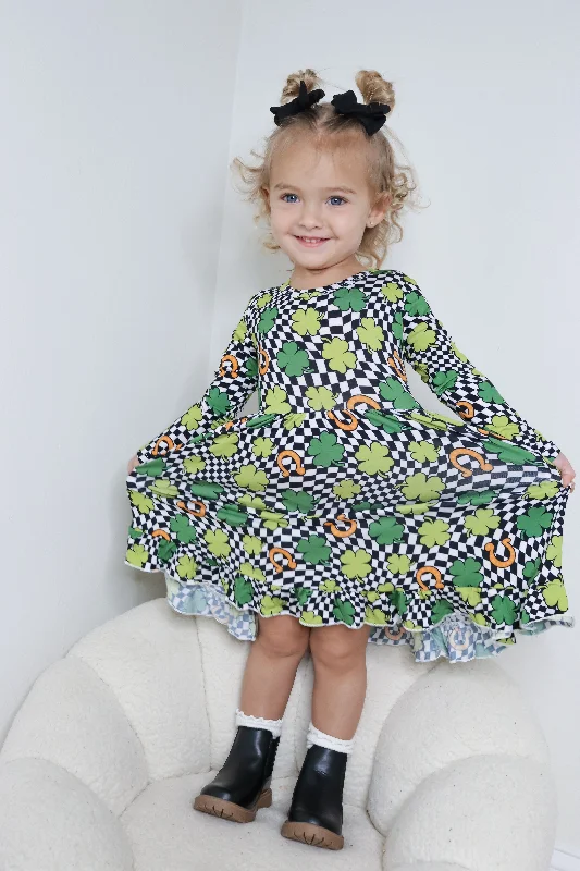 SHAMROCKIN' CHECKS DREAM RUFFLE DRESS Tunics Mesh breathable