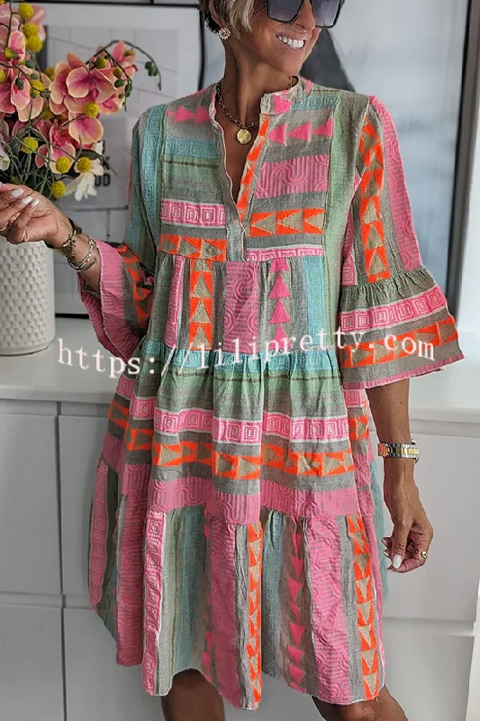 Lilipretty Just My Type Linen Blend Colorful Ethnic Print Bell Sleeve Babydoll Mini Dress Stylish Short-Sleeve Mini Dress Lilipretty Just My Type Linen Blend Colorful Ethnic Print Bell Sleeve Babydoll Mini Dress Stylish Short-Sleeve Mini Dress