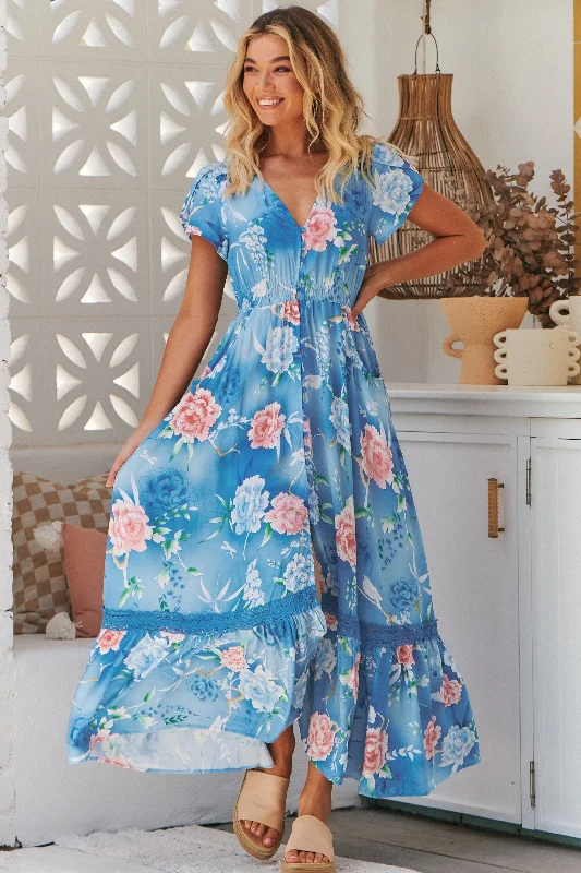 Arista Maxi Dress - Blue Tunics Cozy comfortable