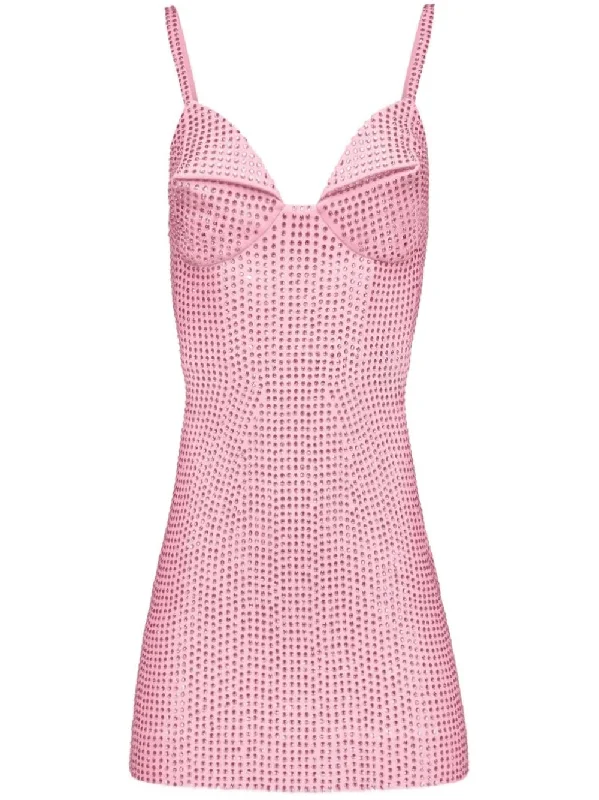 Candy Rose Crystal Embellished Mini Dress Stylish Sweetheart Neck Mini Dress