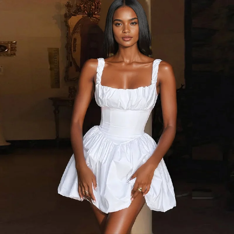 A&A Isabella Puffball Mini Dress Elegant Satin Mini Dress