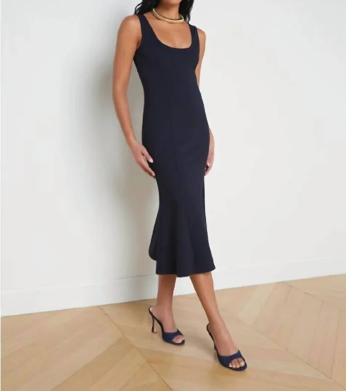 Flared Bisous Sleeveless Flared Dress In Navy Tunics Timeless classic