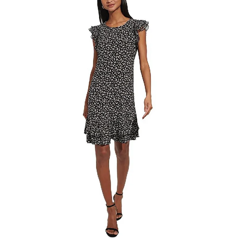 Womens Mini Leaf Print Mini Dress Tunics Practical durable