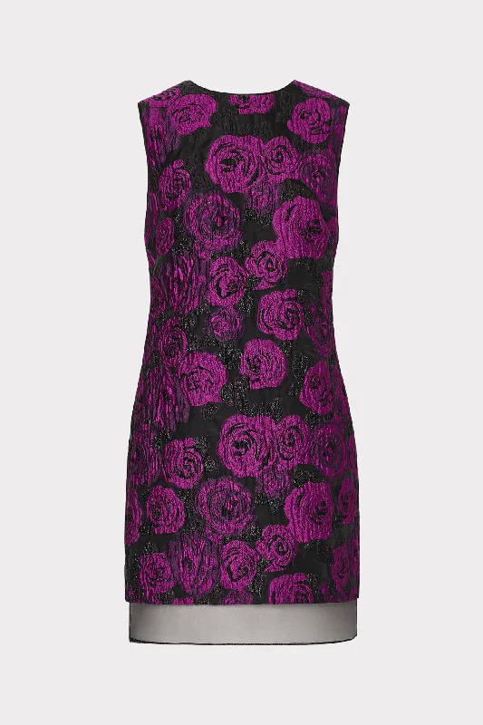 Ilectra Rose Jacquard Shift Mini Dress Tunics Bridal satin
