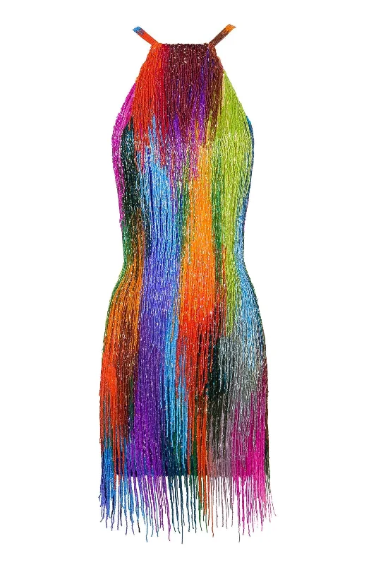 Holi Fringe Mini Dress Classic Black Mini Dress