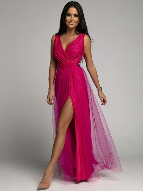 Women's Sleeveless Sexy V-neck Split Skirt Fashion Wedding Shiny Mesh Evening Prom Formal Club Long Dress Traf Zevity Y2K Tunics Wedding white