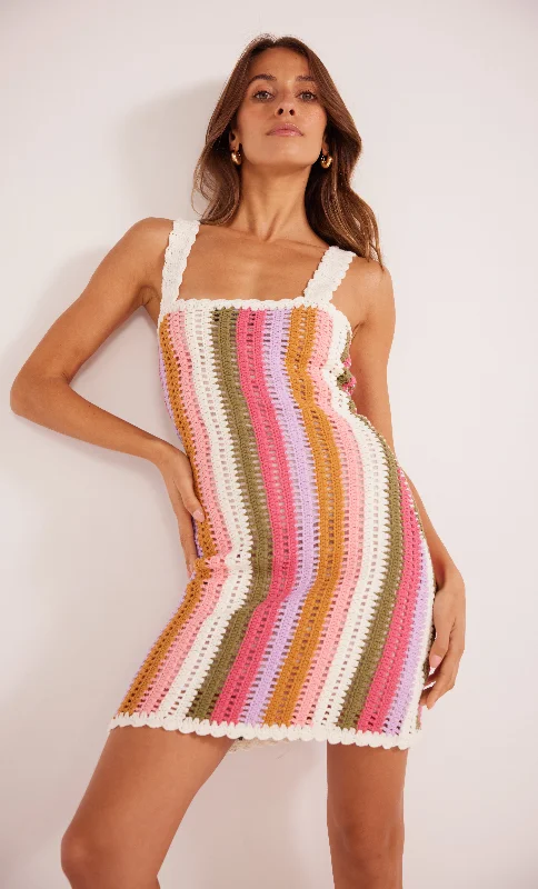 Lito Stripe Crochet Mini Dress Modern Satin Mini Dress