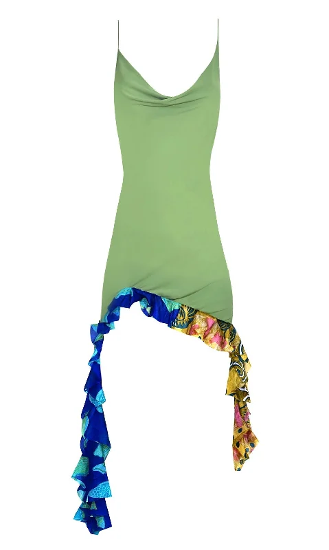 Silk Scarf Flounce Mini Dress Elegant Tulle Mini Dress