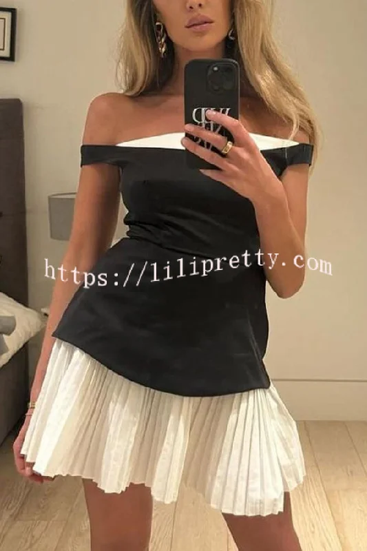 Love Unscripted Patchwork Off-shoulder Sleeveless Pleated Mini Dress Classic Floral Print Mini Dress Love Unscripted Patchwork Off-shoulder Sleeveless Pleated Mini Dress Classic Floral Print Mini Dress