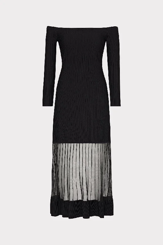 Off The Shoulder Sheer Knit Mini Dress Tunics Silk luxurious