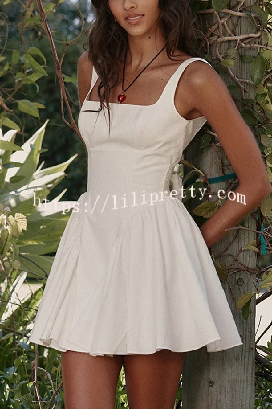 Sexy Slim Fit Backless Strappy Bow Mini Dress Cozy Ribbed Mini Dress
