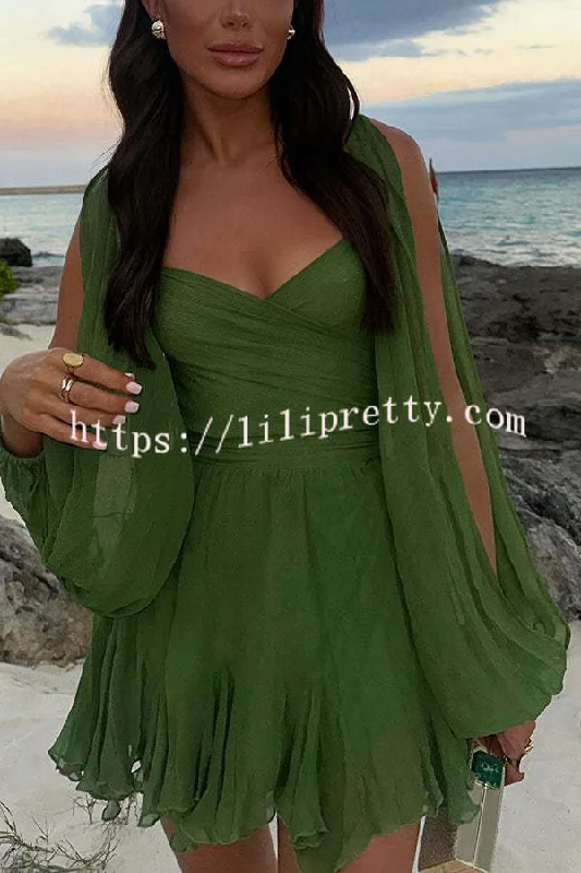 Worthy of Praise Chiffon Long Balloon Slit Sleeve Back Lace-up Mini Dress Trendy Wraparound Mini Dress Worthy of Praise Chiffon Long Balloon Slit Sleeve Back Lace-up Mini Dress Trendy Wraparound Mini Dress