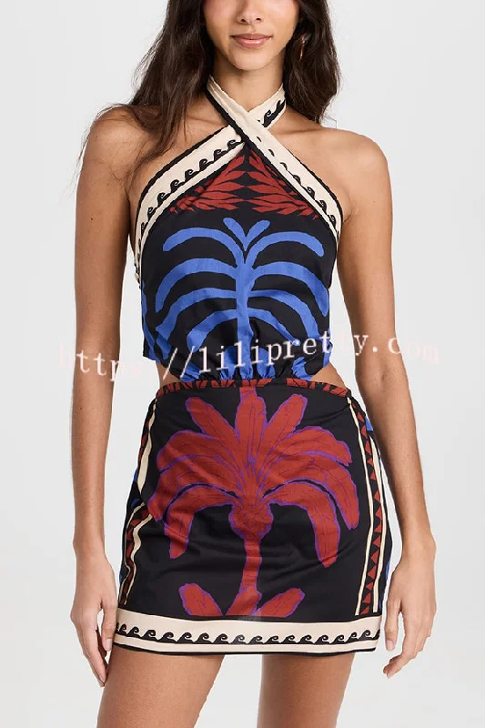 Unique Printed Sexy Halterneck Resort Beach Mini Dress Comfortable One-Shoulder Mini Dress Unique Printed Sexy Halterneck Resort Beach Mini Dress Comfortable One-Shoulder Mini Dress