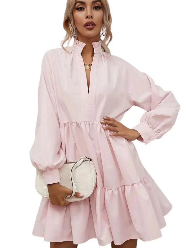 Ruffle Collar Mini Dress Elegant Lace Mini Dress