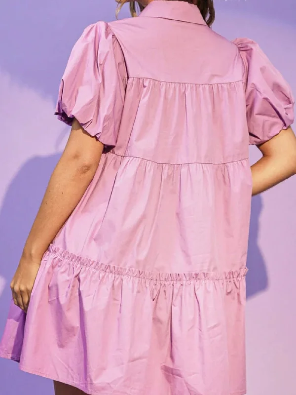 Chic Mini Dress with Puff Sleeves Stylish Summer Mini Dress