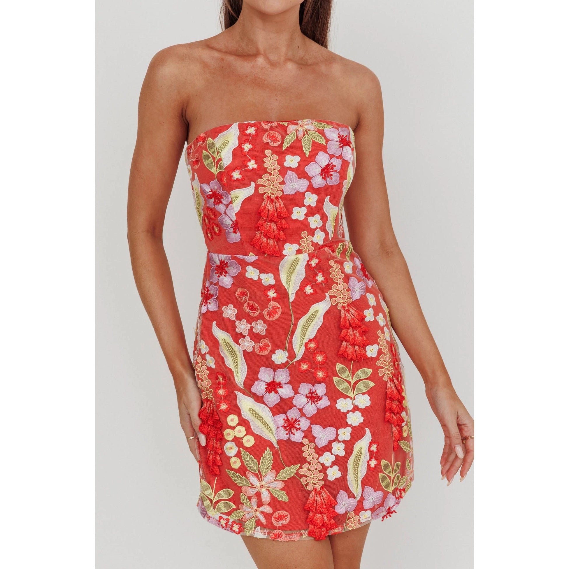 Embroidery Jacquard Floral Mini Dress Fashionable Summer Mini Dress