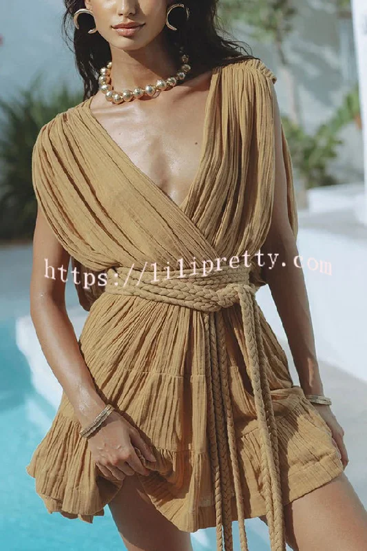 Glimpse of Happiness Linen Blend Draped Braids Belt Cover Up Mini Dress Fashionable Boho-Chic Mini Dress Glimpse of Happiness Linen Blend Draped Braids Belt Cover Up Mini Dress Fashionable Boho-Chic Mini Dress