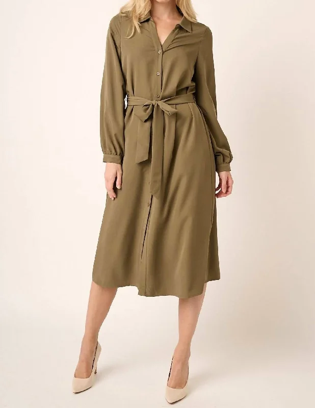Anna Shirt Dress In Olive Tunics Fleece cozy