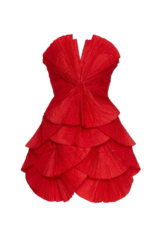 80's Red Pleated Mini Dress. Rent: £75/Day Cozy Sweater Mini Dress