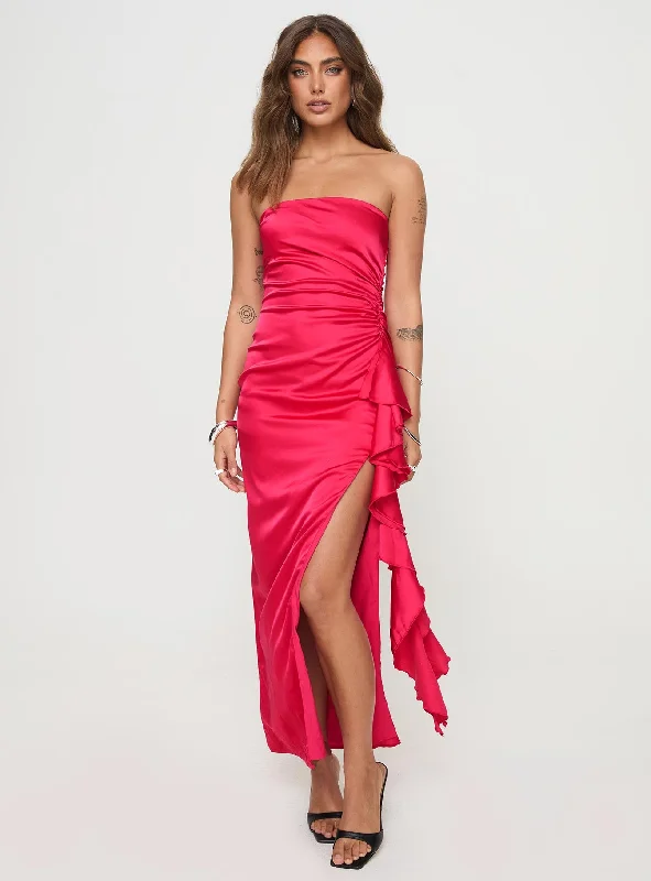 Callita Strapless Maxi Dress Red Tunics Office stylish