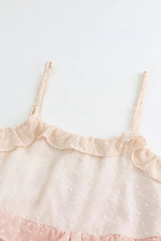 Swiss Dot Ruffle Mini Dress in Pink Ombre Trendy Crossover Mini Dress