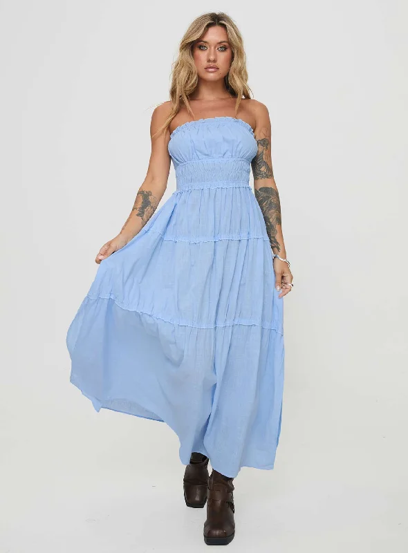 Minogue Maxi Dress Blue Tunics Chic fashionable