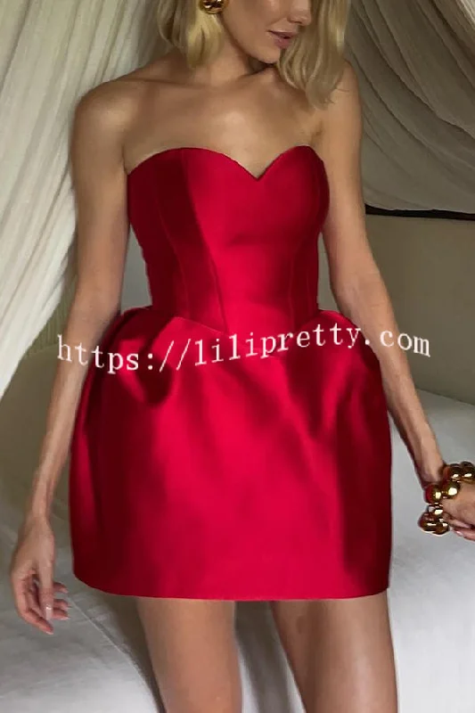 Love in The Air Off Shoulder Sweetheart Neck Bubble Hem Mini Dress Fashionable Mini Dress with Slits Love in The Air Off Shoulder Sweetheart Neck Bubble Hem Mini Dress Fashionable Mini Dress with Slits