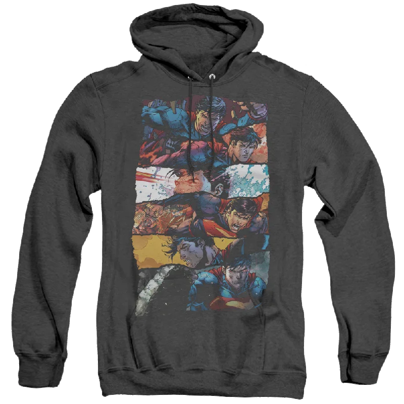 Superman Torn Collage - Heather Pullover Hoodie Long Bell Sleeve