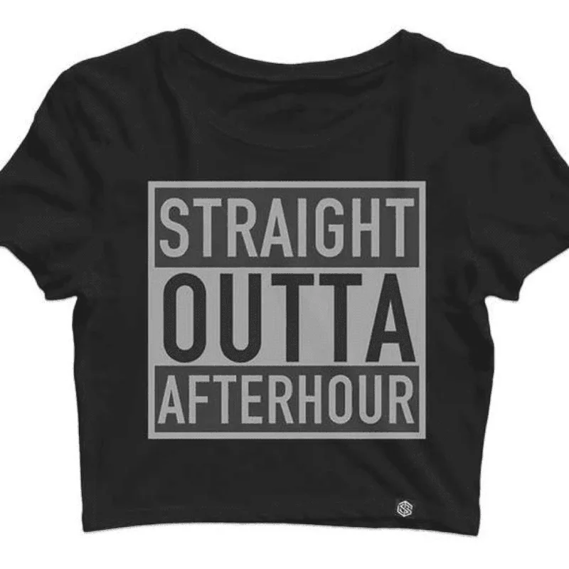 Straight Outta Afterhour Crop Top (schwarz) Crop Top Seamless Stretchy