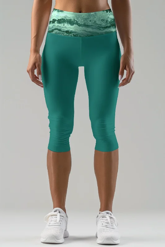 Rainforest Ellie Jade Green Performance Yoga Capri Leggings - Women Elegant Embellished Leggings Rainforest Ellie Jade Green Performance Yoga Capri Leggings - Women Elegant Embellished Leggings