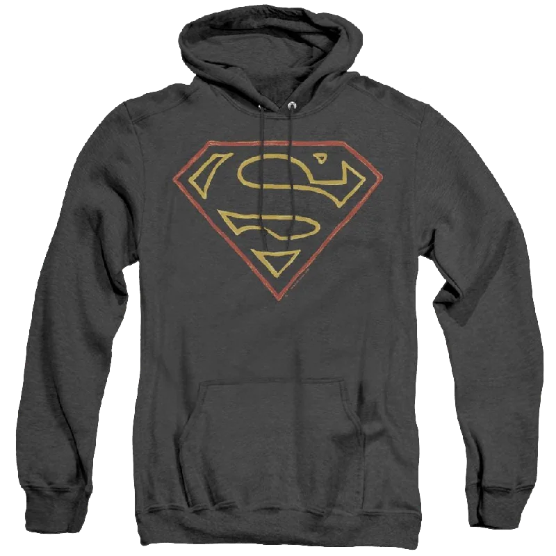 Superman Colored Shield - Heather Pullover Hoodie Sabrina Neck Pullover
