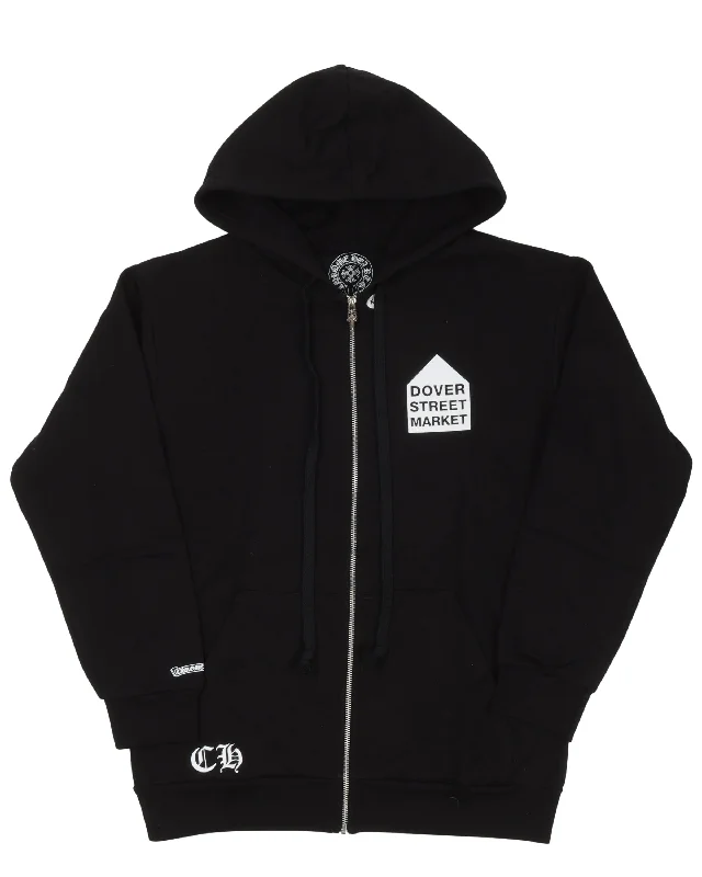 Dover Street Market Zip Up Hoodie Hoodie with Hem Frayed Vintage Worn