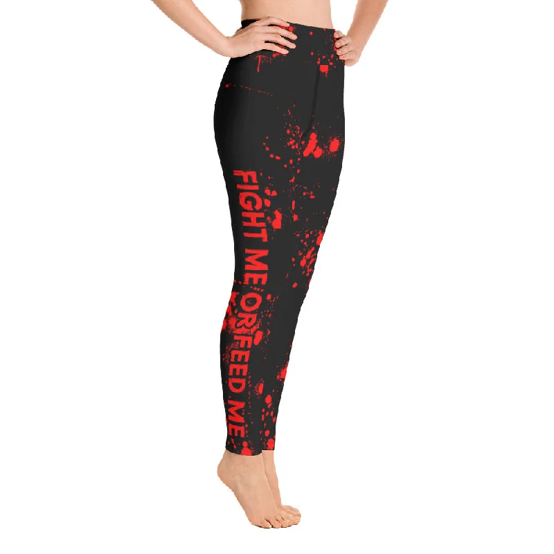 FIGHT ME OR FEED ME - WOMEN'S PERFORMANCE LEGGINGS Trendy Minimalist Leggings