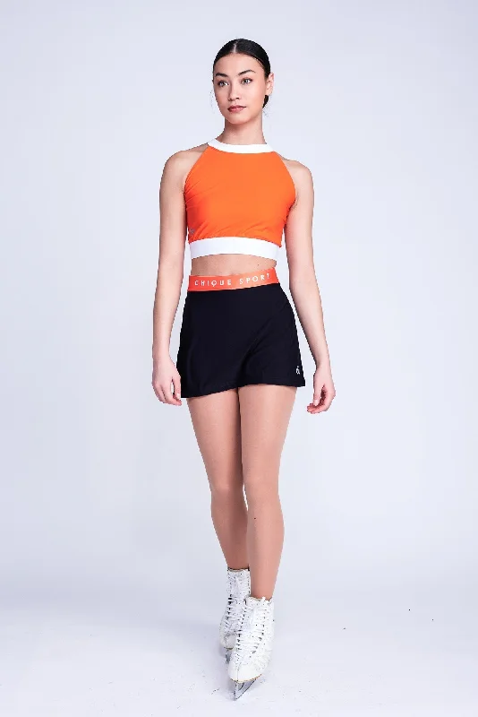Fearless Crop Top in Orange Striped Floral Plaid