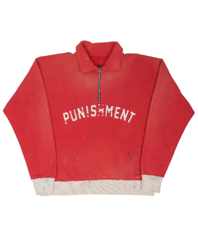 Half Zip Sweatshirt Hoodie with Hem Raw Edge Edgy Unfinished