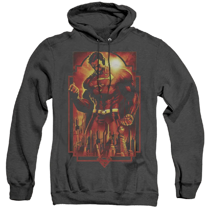 Superman Metropolis Deco - Heather Pullover Hoodie Kimono Neck Pullover
