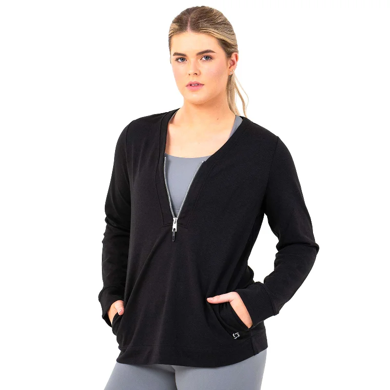 Bodylogic Freedom Quarter-Zip Sweatshirt Hoodie with Drop Shoulder Relaxed Streetwear