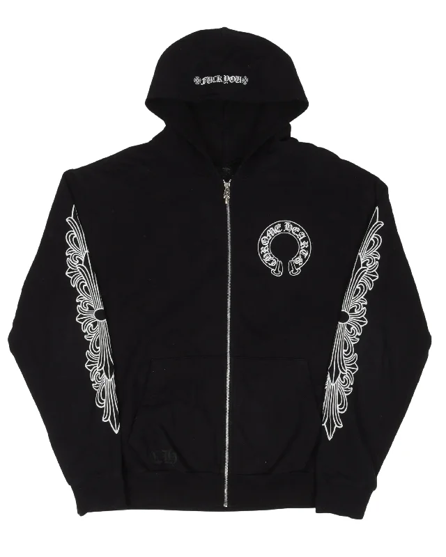 Horseshoe Zip Up Hoodie Hoodie with Tie-Dye Psychedelic Retro