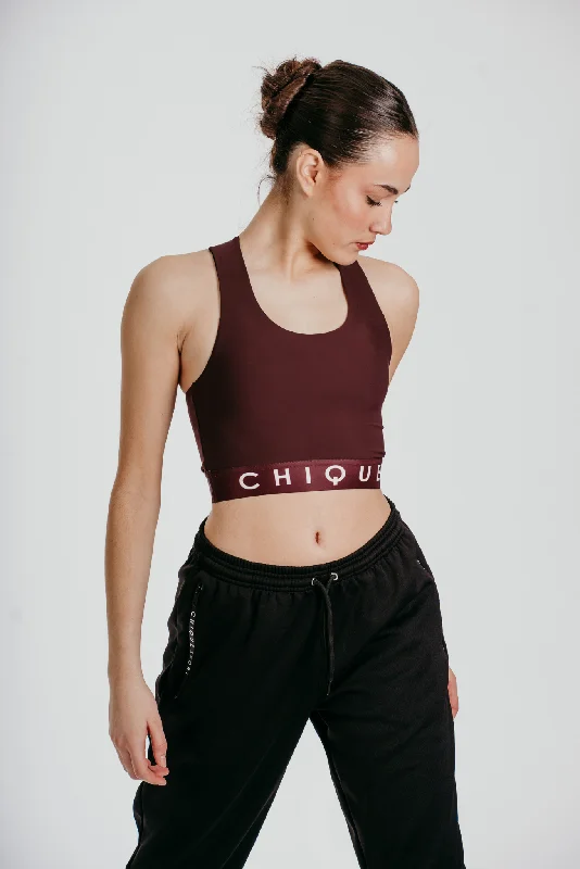 Fierce Halo Crop Top in Truffle Mesh Blend Leather Blend Suede Blend