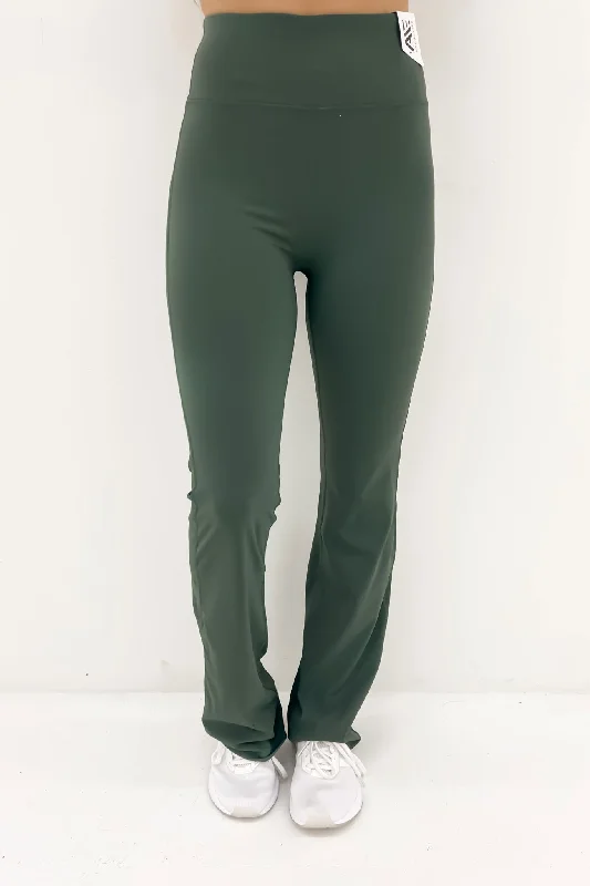 Active Flare Legging Green Trendy Colorblock Print Leggings