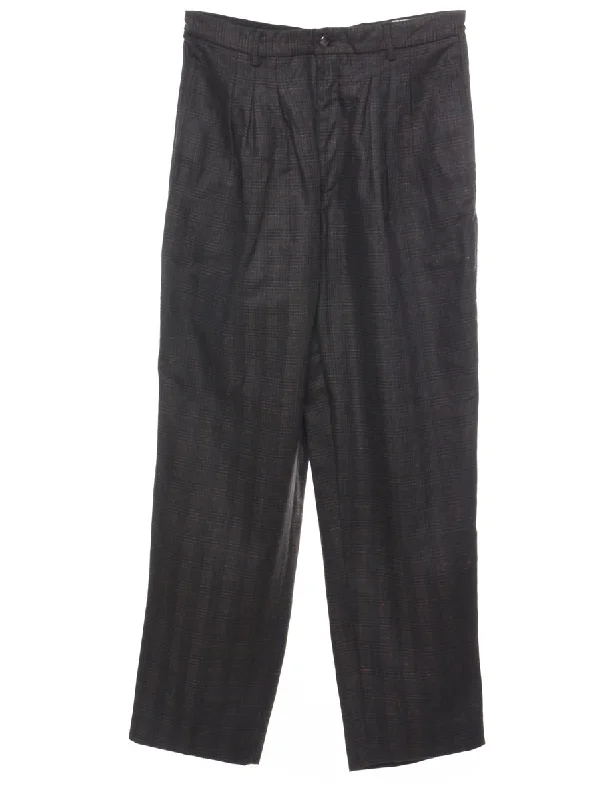 Checked Grey Tapered 1990s Trousers - W30 L31 Trousers Canvas Durable