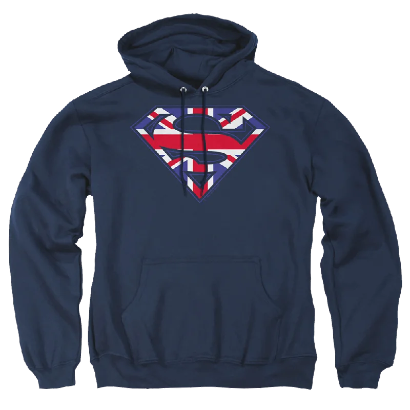 Superman Great Britian Shield - Pullover Hoodie Spaghetti Sleeve Top