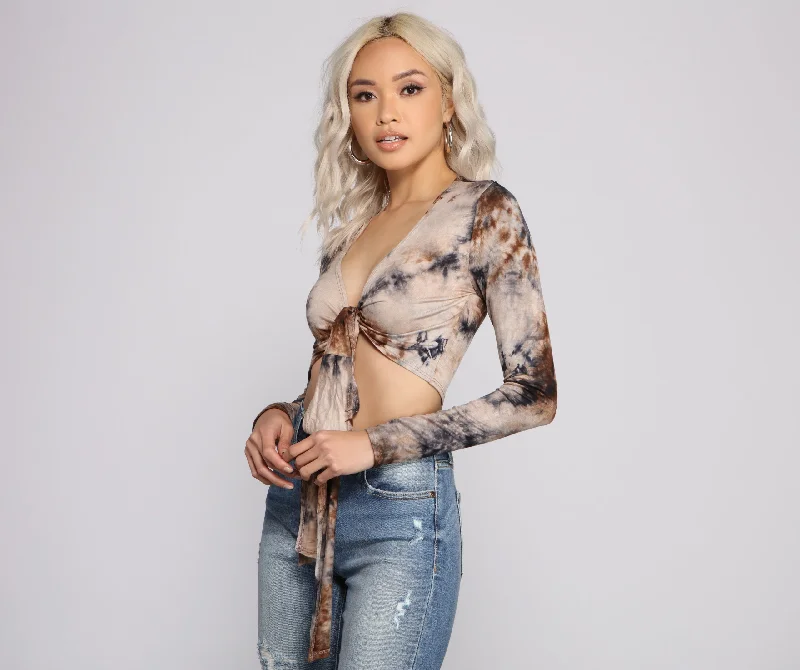 Tie Dye Wrap Crop Top Plaid Crop Top Polka Dot Checkered