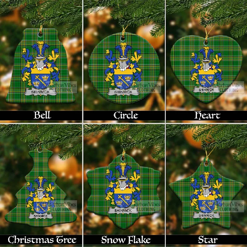 Shinnick Irish Clan Tartan Christmas Ceramic Ornament with Coat of Arms Hook-and-Loop Buckled Tied Shinnick Irish Clan Tartan Christmas Ceramic Ornament with Coat of Arms Hook-and-Loop Buckled Tied